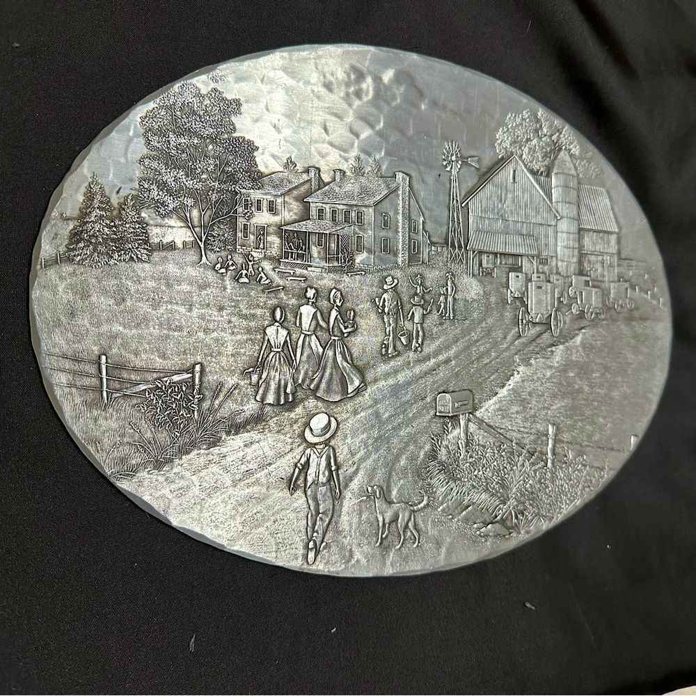 Vintage Wendell August Forge Amish Handmade Hammered Aluminum Oval Trivet